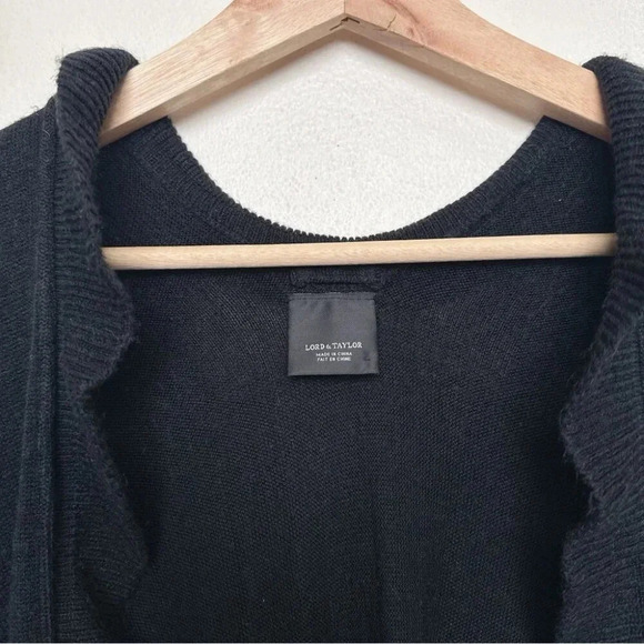 Lord &  Taylor Womens One Size Ruffle Trim Black Poncho - Picture 9 of 13